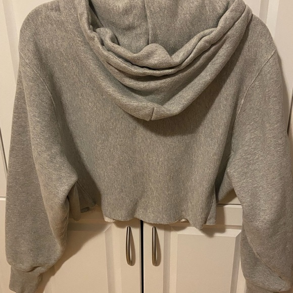 Champion Reverse Weave Women’s Heather Gray Cropped Hoodie M - Upcycled - Picture 3 of 7